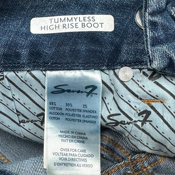 Seven7 Jeans Womens 14 Blue Tummyless High Rise Boot Stretch Pockets Medium Wash - Picture 7 of 14